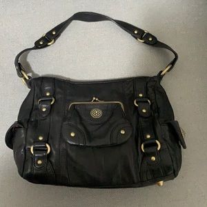 Black Betsey Johnson and bag with brass hardware